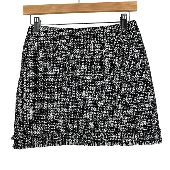 7th Avenue Skirt Women S Black White Tweed Fringe Mini Preppy Old Money Corpcore - Picture 3 of 4